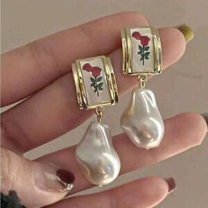 Large Baroque Pearls  Imitation Earrings
